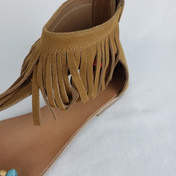 Rebels Women's Ankle Strap Sandals Suede Fringed - Picture 2 of 8
